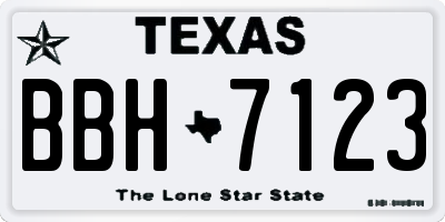 TX license plate BBH7123