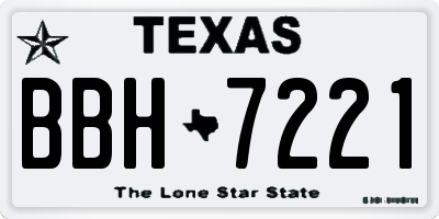 TX license plate BBH7221