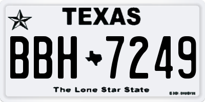 TX license plate BBH7249