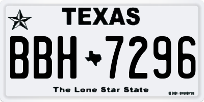 TX license plate BBH7296