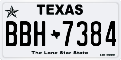 TX license plate BBH7384