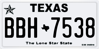 TX license plate BBH7538