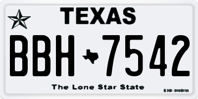 TX license plate BBH7542