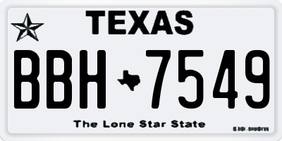 TX license plate BBH7549