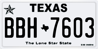 TX license plate BBH7603