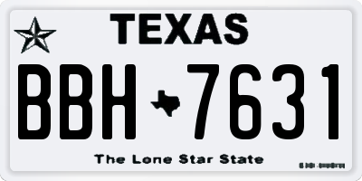 TX license plate BBH7631