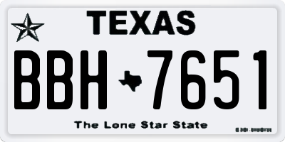 TX license plate BBH7651