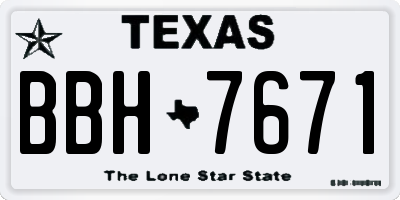 TX license plate BBH7671