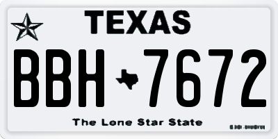 TX license plate BBH7672