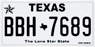 TX license plate BBH7689