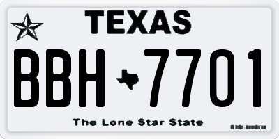 TX license plate BBH7701