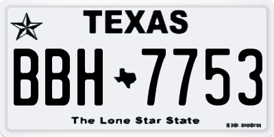 TX license plate BBH7753
