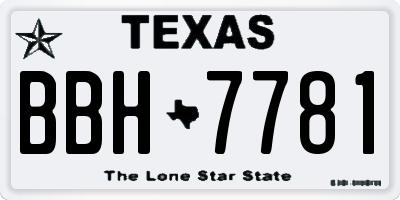 TX license plate BBH7781