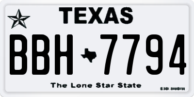 TX license plate BBH7794
