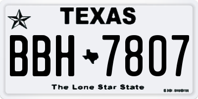 TX license plate BBH7807