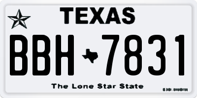 TX license plate BBH7831
