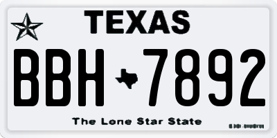 TX license plate BBH7892