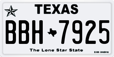 TX license plate BBH7925