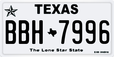 TX license plate BBH7996
