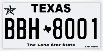 TX license plate BBH8001