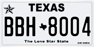 TX license plate BBH8004
