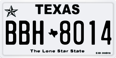 TX license plate BBH8014