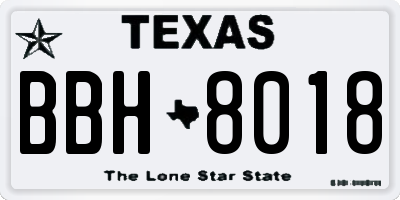 TX license plate BBH8018