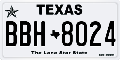 TX license plate BBH8024