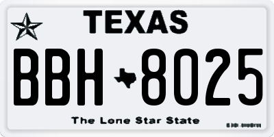 TX license plate BBH8025
