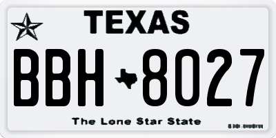 TX license plate BBH8027