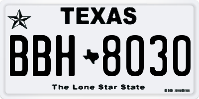 TX license plate BBH8030