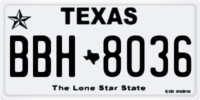 TX license plate BBH8036