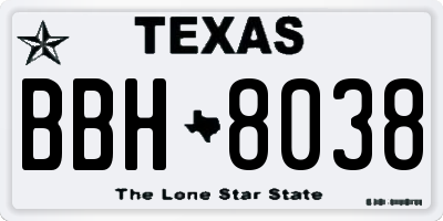 TX license plate BBH8038