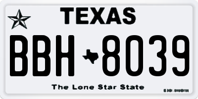 TX license plate BBH8039