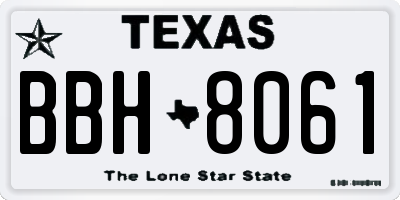 TX license plate BBH8061