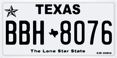 TX license plate BBH8076
