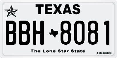 TX license plate BBH8081