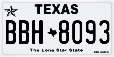 TX license plate BBH8093