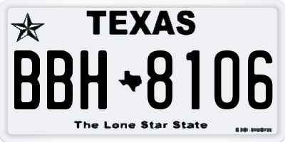 TX license plate BBH8106
