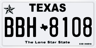 TX license plate BBH8108