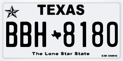 TX license plate BBH8180