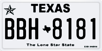 TX license plate BBH8181