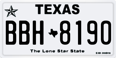 TX license plate BBH8190