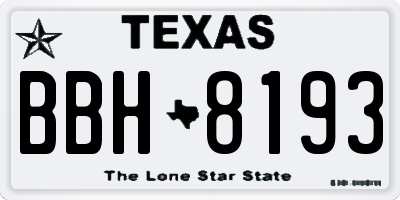 TX license plate BBH8193
