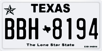 TX license plate BBH8194