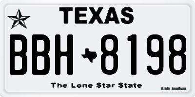 TX license plate BBH8198