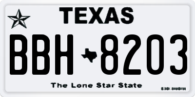 TX license plate BBH8203