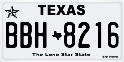 TX license plate BBH8216