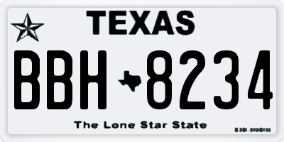TX license plate BBH8234