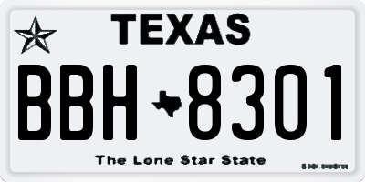 TX license plate BBH8301
